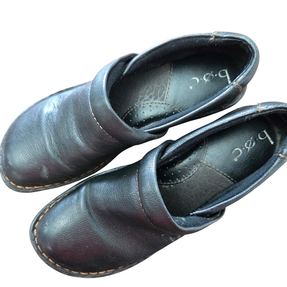 B.O.C. black leather slip on clogs womens Nursing Shoes Workwear